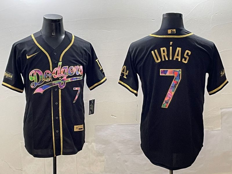 Men Los Angeles Dodgers 7 Urias Black Fashion Game 2025 Nike MLB Jersey style 0309